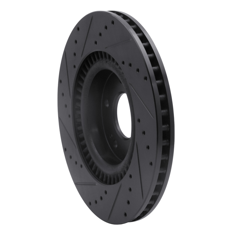 Hyundai Tucson Brake Rotor (1) - Front Right - R1 Concepts - Drilled & Slotted - Black - `11-`25